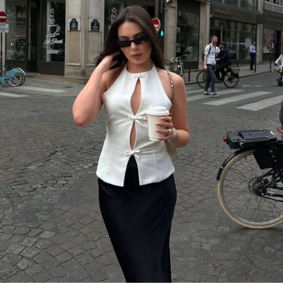 ZARA BOW HALTER TOP - Picture 3 of 9